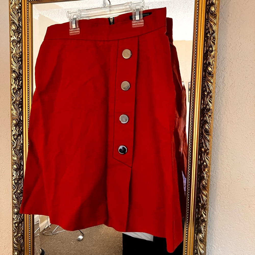 Cue Red A-Line Knee-Length Skirt